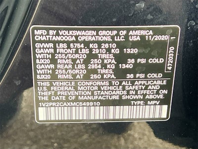 2021 Volkswagen Atlas 3.6L V6 SE w/Technology R-Line